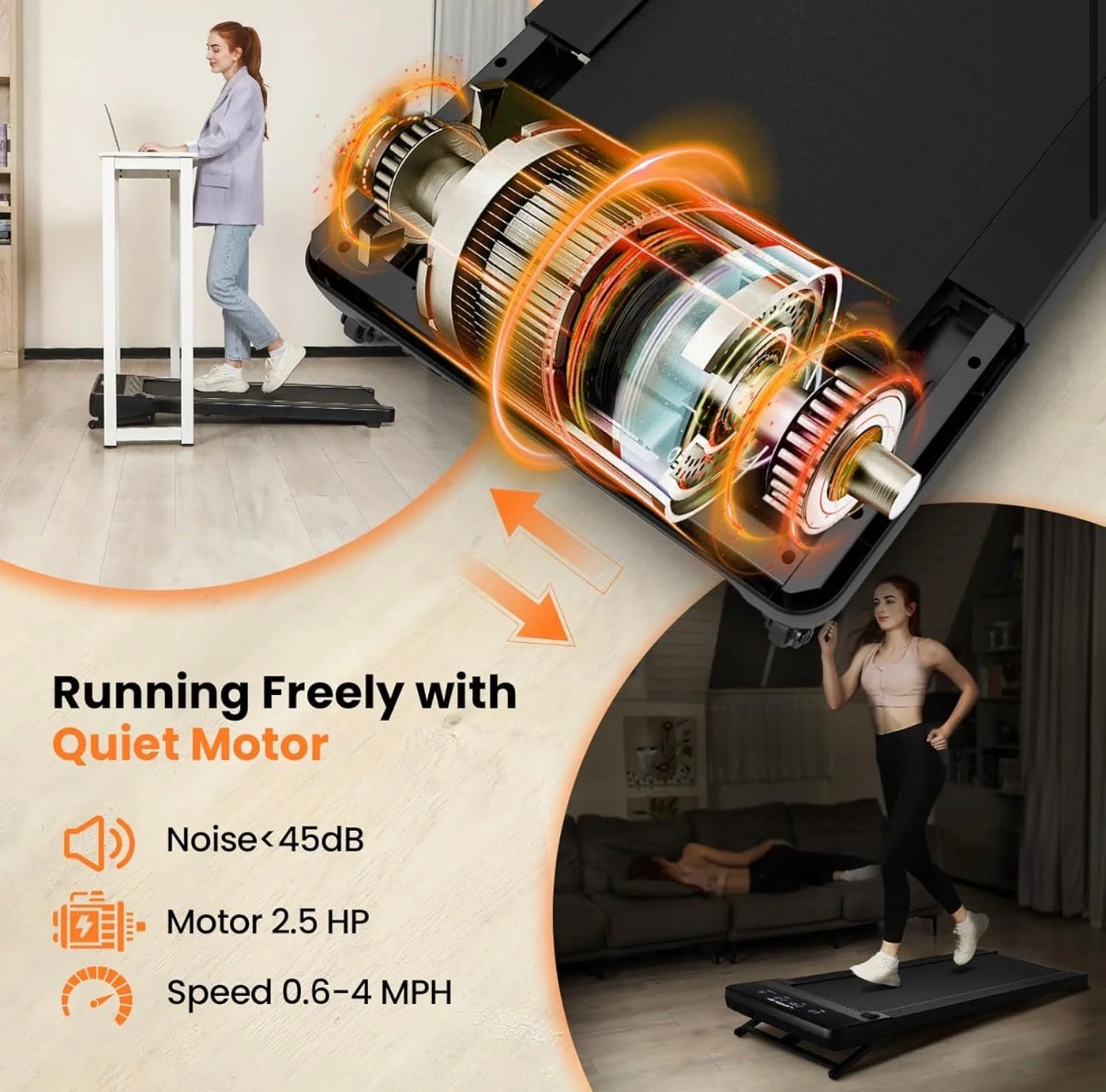 Black Bull 12% Auto Incline Walking Pad Treadmill With Handrail And Bluetooth