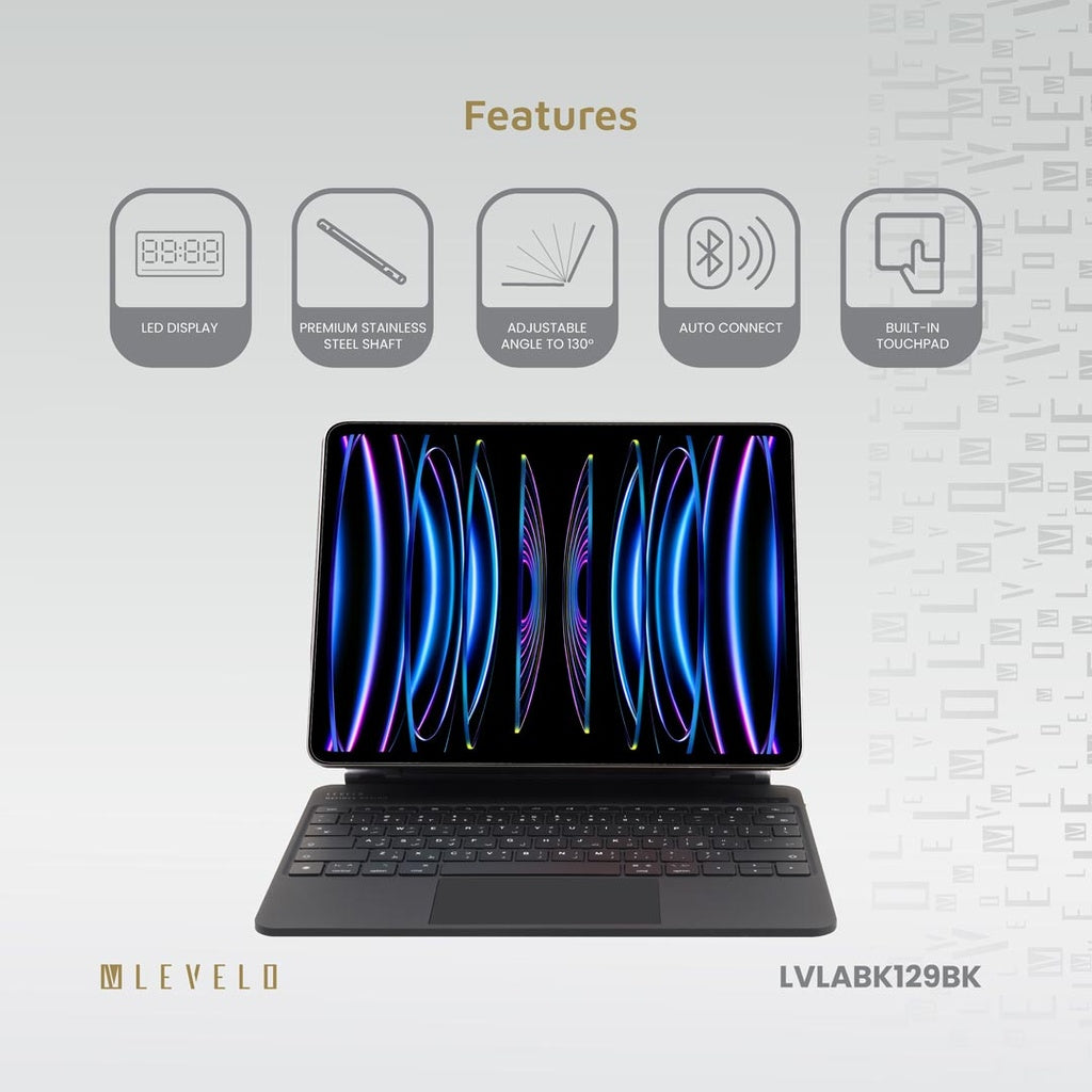 Levelo AeroBoard Saffanio Leather Wireless Keyboard For Apple iPad ( Arabic English ) ماجيك كيبورد حق ايباد (عربي انجليذي)