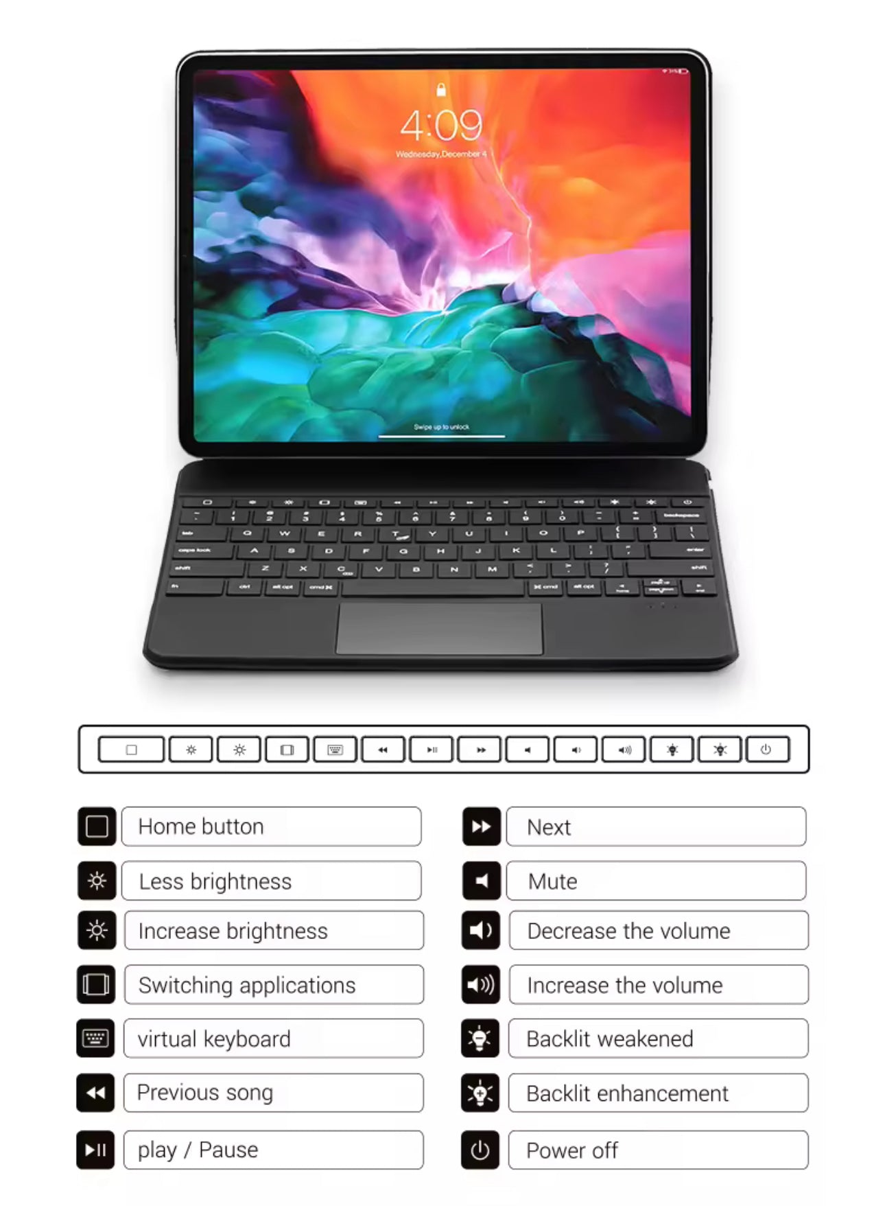 Magic Keyboard for iPad (Arabic English Keyboard) لوحة مفاتيح مغناطيسية لجهاز iPad (عربي إنجليزي) - TQ STORE