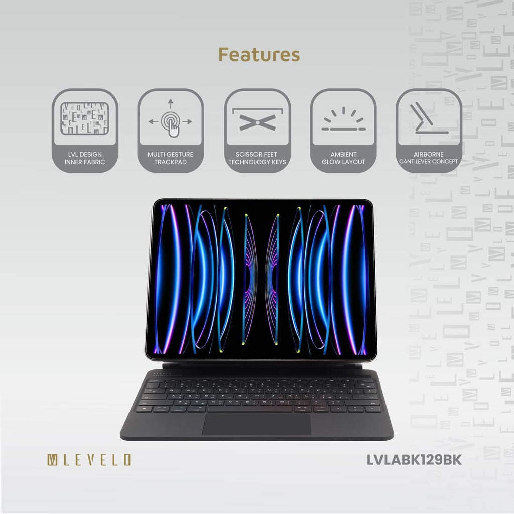 Levelo AeroBoard Saffanio Leather Wireless Keyboard For Apple iPad ( Arabic English ) ماجيك كيبورد حق ايباد (عربي انجليذي)