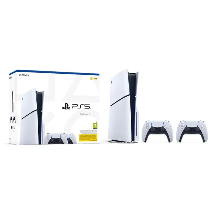 PlayStation 5 Slim Disc Edition Console with Two DualSense Controllers - R2