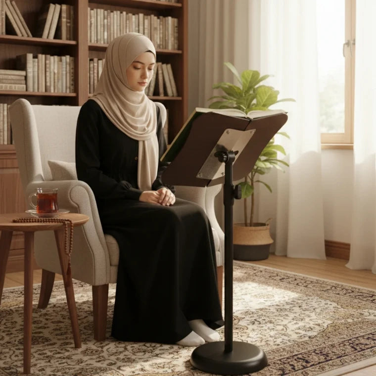Height-Adjustable Wooden Quran Stand