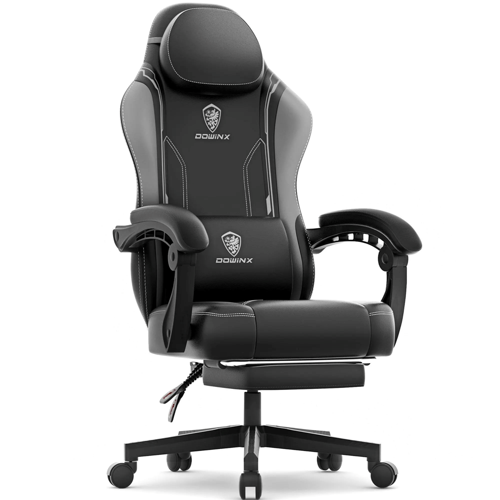 Dowinx Gaming Chair with Footrest Gray/Black with Assemble – Ergonomic – Kuwait