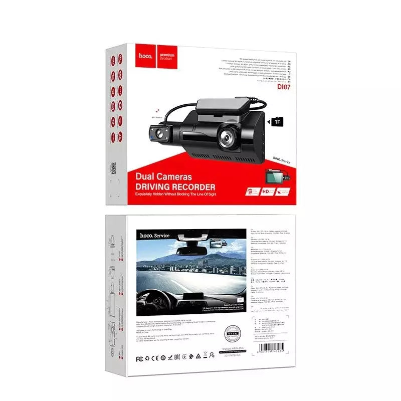 Hoco Di07 Dual Camera Driving Recorder or Dashcam - TQ STORE