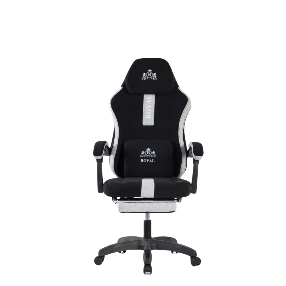 Royal Gaming Chair with Footrest – Black/White with Assemble
