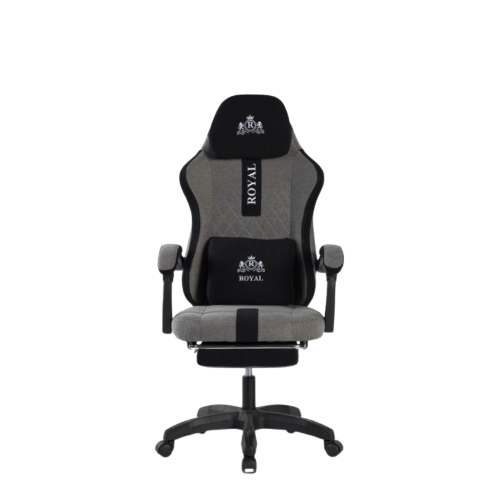 Royal Gaming Chair with Footrest – Gray/Black with Assemble