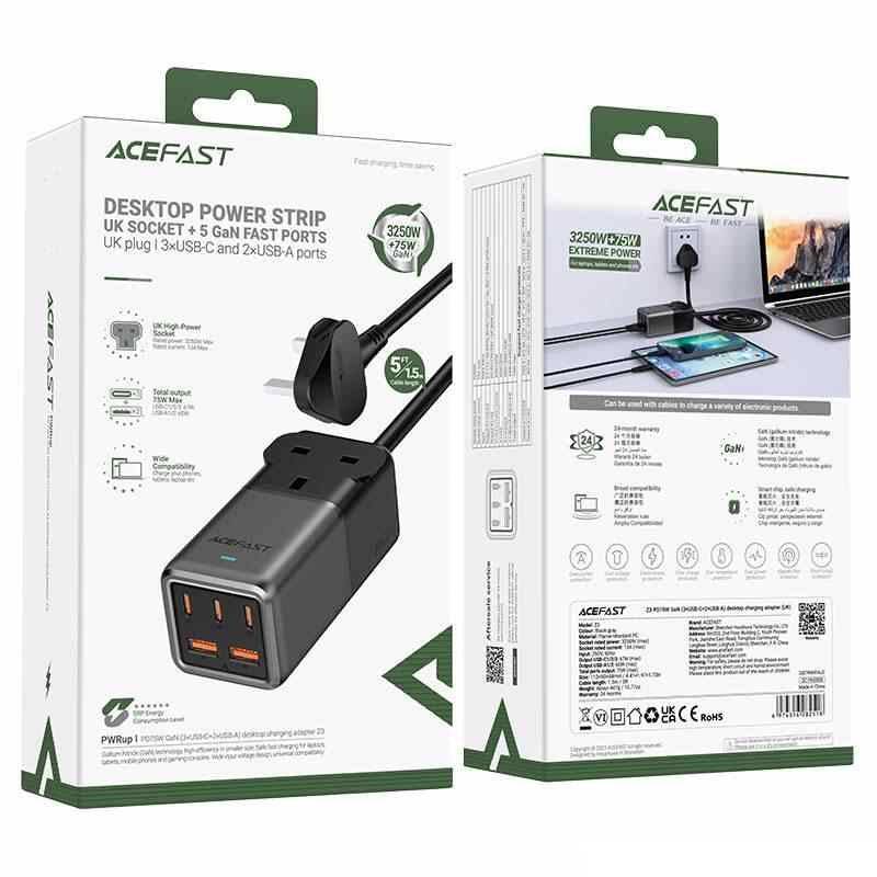 ACEFAST Z3 PD75W GaN power strip (UK). - TQ STORE