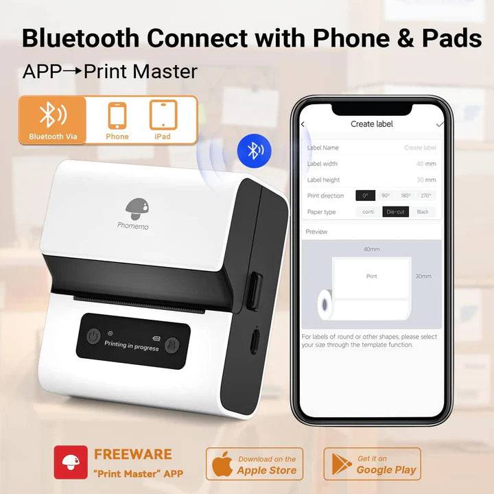 Phomemo M221 Bluetooth thermal label printer / Black and White - TQ STORE
