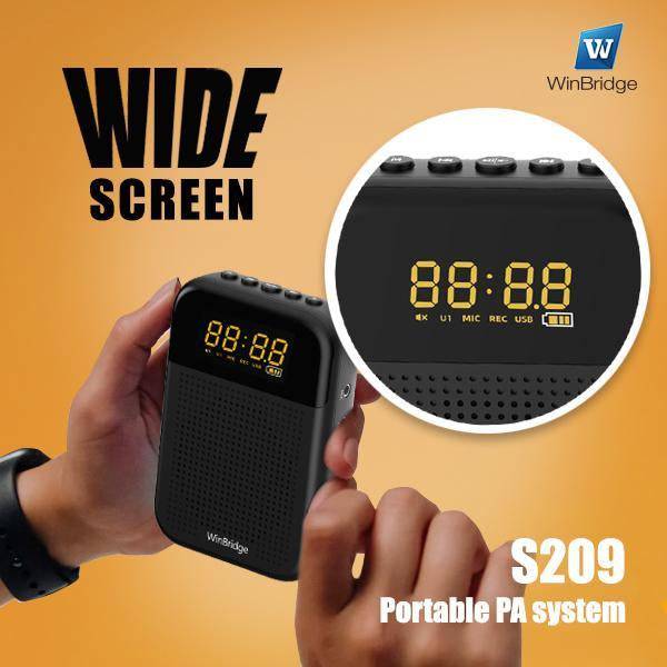 WinBridge S209 Voice Amplifier with Wired Mic Headset 16W 2500mAh Bluetooth Mute LED Display for Teachers - TQ STORE