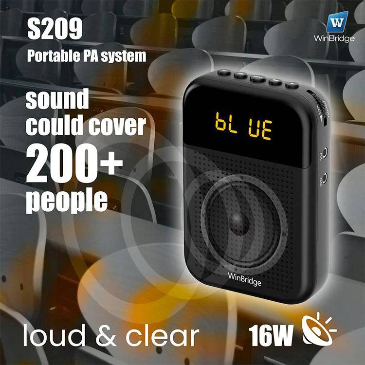 WinBridge S209 Voice Amplifier with Wired Mic Headset 16W 2500mAh Bluetooth Mute LED Display for Teachers - TQ STORE