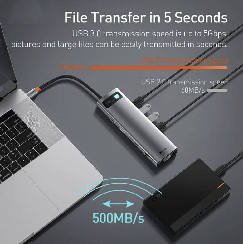 BASEUS METAL GLEAM SERIES 11-IN-1 MULTIFUNCTIONAL TYPE-C HUB DOCKING STATION SPACE GRAY - TQ STORE