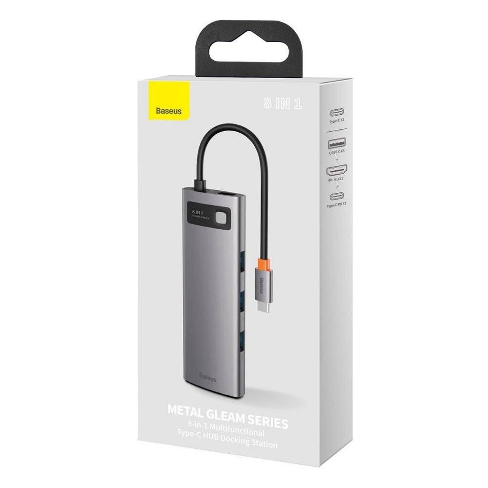 BASEUS METAL GLEAM SERIES 8-IN-1 MULTIFUNCTIONAL TYPE-C HUB DOCKING STATION GRAY - TQ STORE
