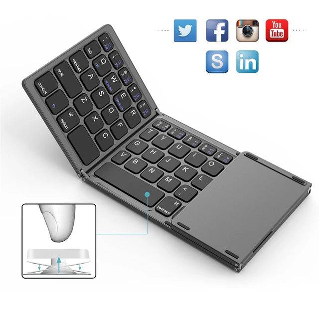 Foldable Bluetooth Keyboard With Touch Pad B033 (English Arabic) - TQ STORE