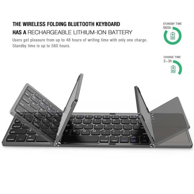 Foldable Bluetooth Keyboard With Touch Pad B033 (English Arabic) - TQ STORE