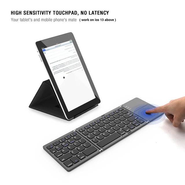 Foldable Bluetooth Keyboard With Touch Pad B033 (English Arabic) - TQ STORE