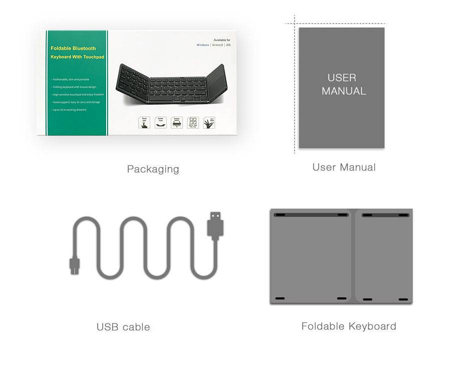 Foldable Bluetooth Keyboard With Touch Pad B033 (English Arabic) - TQ STORE