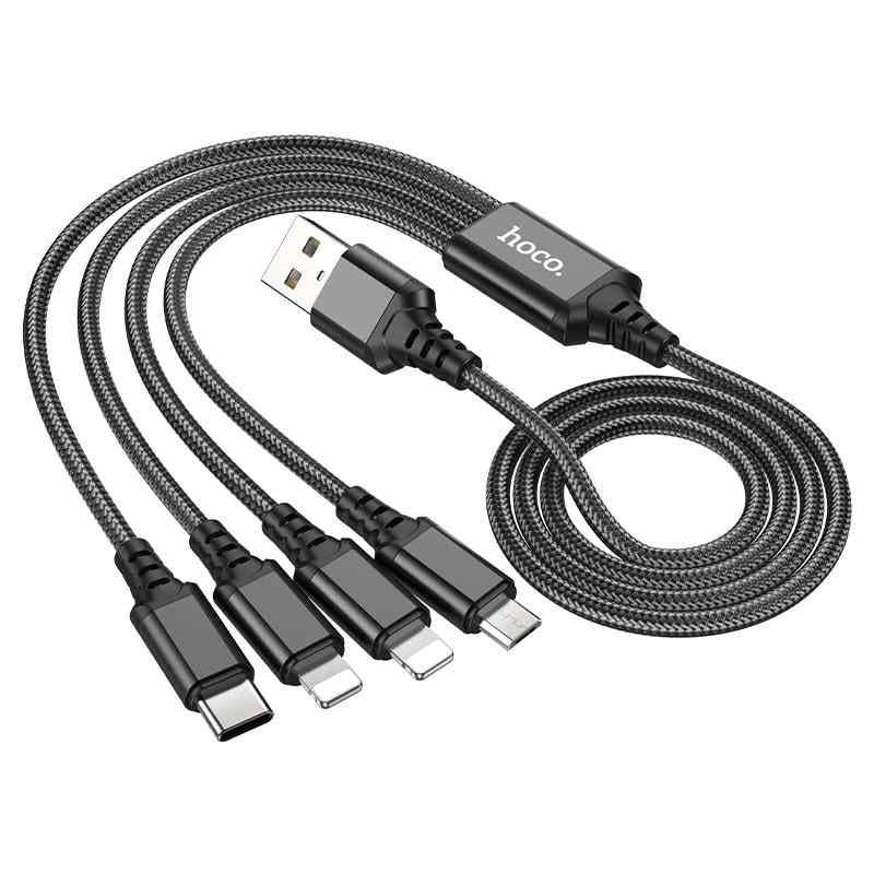 Hoco X76 4in1 Cable 2Iphone 1Type-C 1Micro - TQ STORE