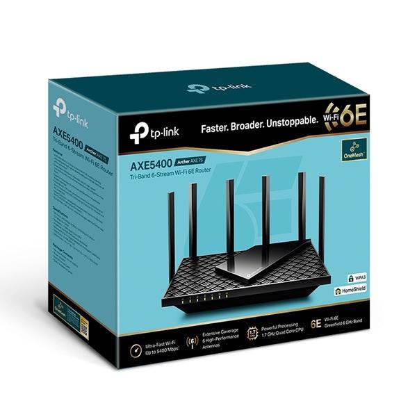 TP-LINK Wireless Router, Wi-Fi 6E, Tri-Band, AXE5400 - Black - TQ STORE
