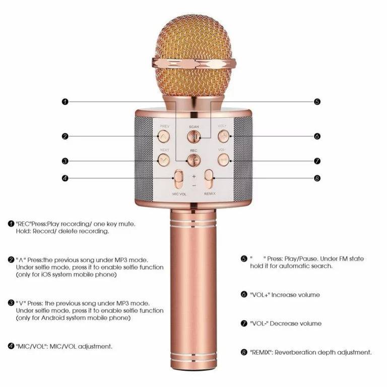 WS-858 Wireless Bluetooth Karaoke Handheld Microphone USB KTV Microfone Player Bluetooth Mic Speaker Record Music Microphone