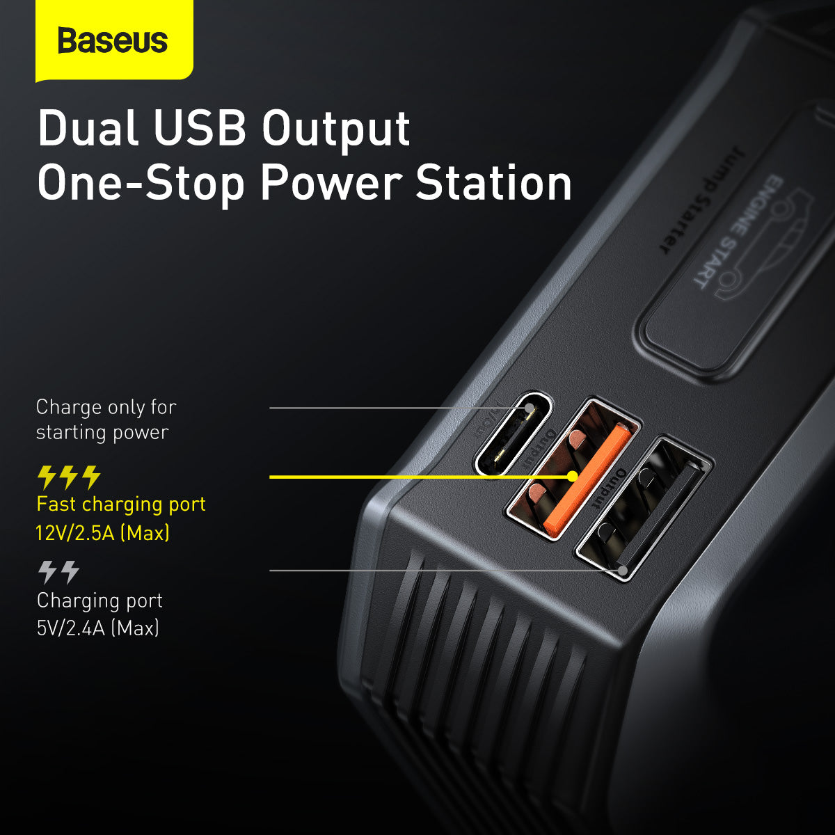 Baseus Super Energy Max Car Jump Starter 20000mAh With Peak Current 2000A – Black