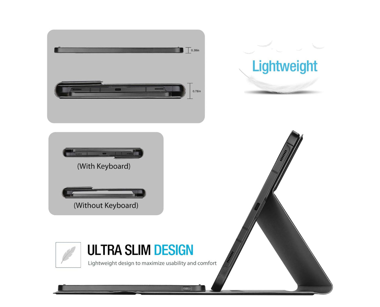 ProCase Keyboard Case for 12.4 inch Galaxy Tab S8 Plus 2022 /Tab S7 FE 2021 /Tab S7 Plus 2020 with S Pen Holder,Magnetically Detachable Wireless Keyboard for SM-X800 X806 T730 T736 T970 T975 –Black - TQ STORE