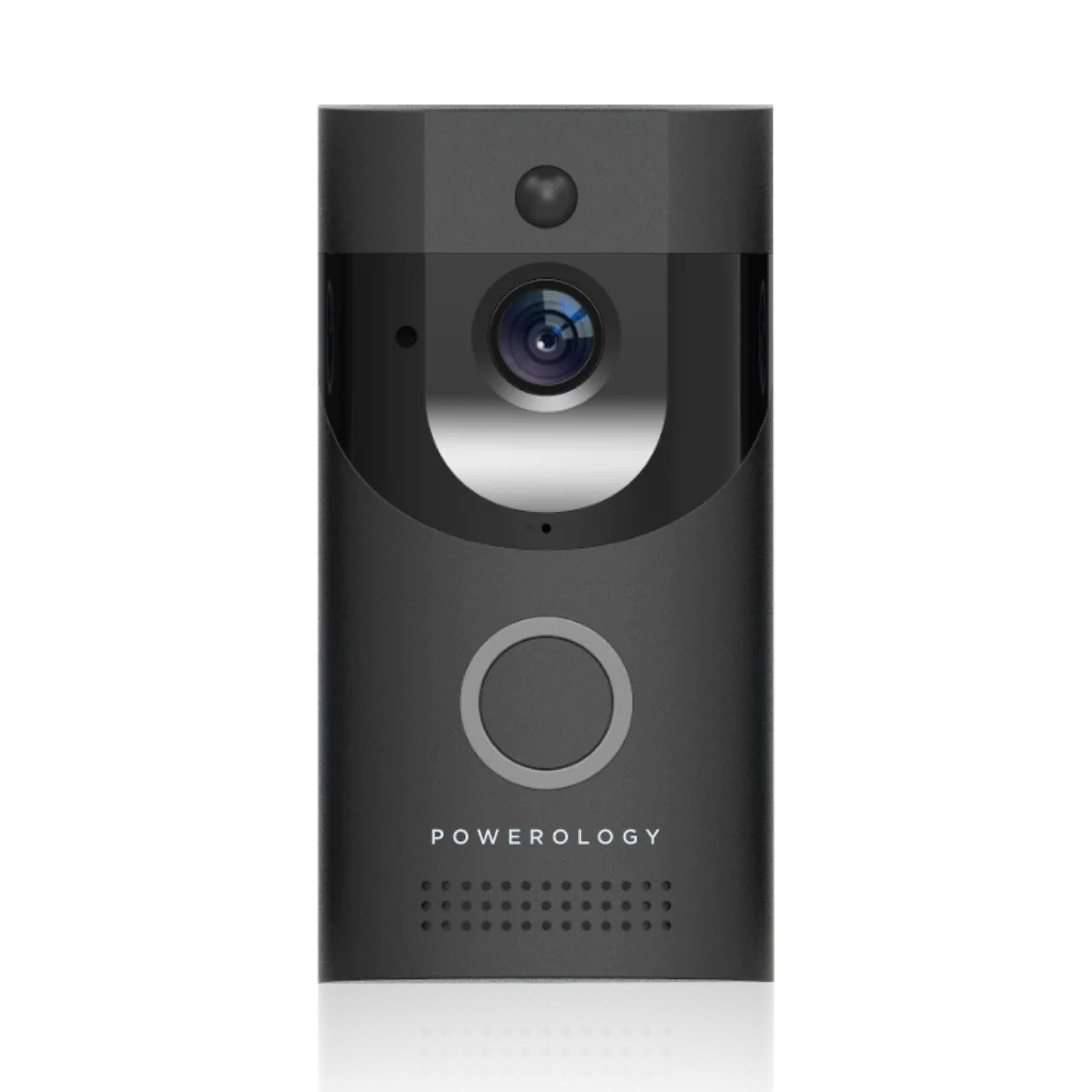 Powerology Smart Video Doorbell With Night Vision And Motion Sensor - Black