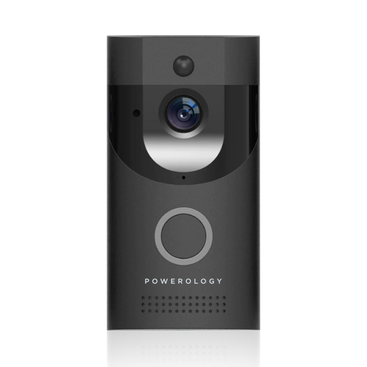 Powerology Smart Video Doorbell With Night Vision And Motion Sensor - Black