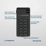 Powerology 2500W 6AC Power Strip with Built-In Retractable Cables - Black-Buy In Kuwait
