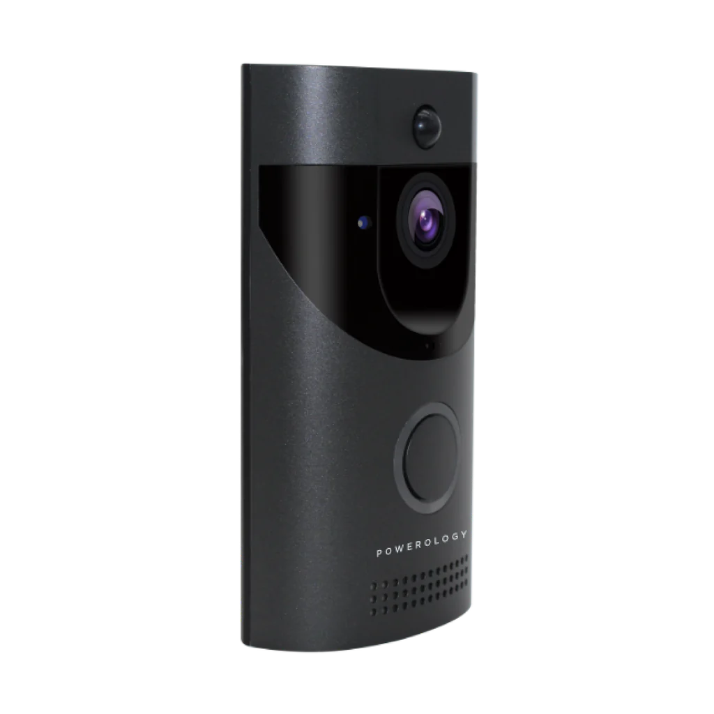 Powerology Smart Video Doorbell With Night Vision And Motion Sensor - Black