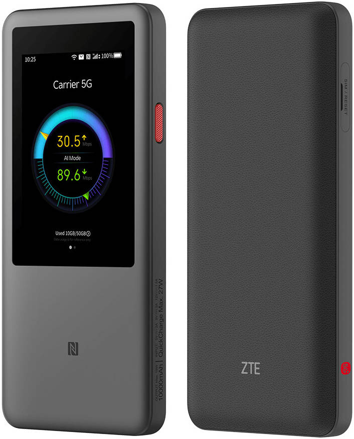 ZTE U60 Pro 5G WiFi Pocket Router, 3.5" HD Touchscreen Display, 10000mAh, 27W Fast Charge, WiFi 7, Snapdragon X75, NFC Mobile Internet Hotspot, Unlock Global Version, Grey | U60-Pro-Buy In Kuwait