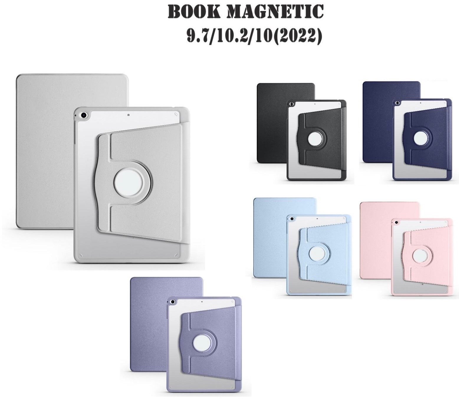 360 Degree Rotation and Magnetic Book Cover for iPad 10th Gen 10.9 inch 2022