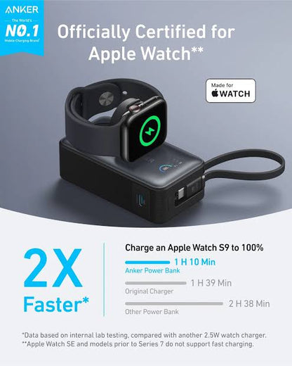 Anker Maggo Power Bank 10K 35W For Apple Watch Built-In Usb-C – Black