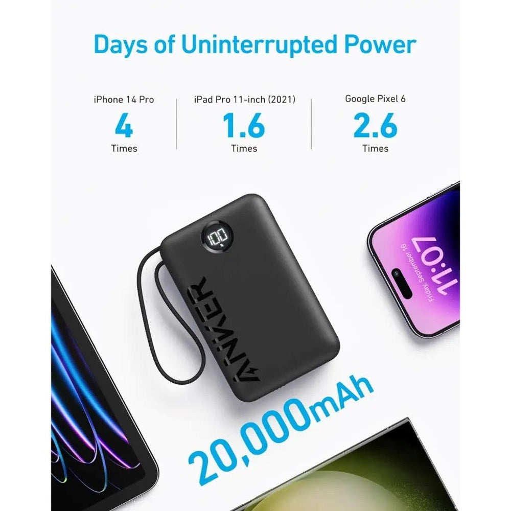 Anker A1647H11 Power Bank 20K (PowerCore 20,000) 22.5W Fast Charging – Black