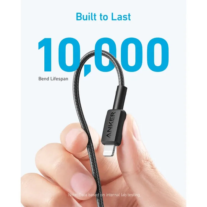 ANKER 322 USB-C TO LIGHTNING CABLE BRAIDED (1.8M/6FT) -BLACK