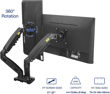 NB NORTH BAYOU DUAL MONITOR DESK MOUNT ST MOTION SWIVEL COMPUTER MONITOR ARM FOR TWO SCREENS17-27 INCH