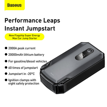 Baseus Super Energy Max Car Jump Starter 20000mAh With Peak Current 2000A – Black