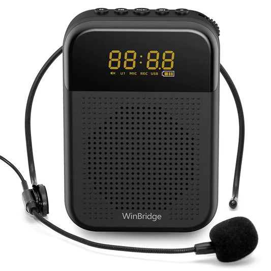 WinBridge S209 Voice Amplifier with Wired Mic Headset 16W 2500mAh Bluetooth Mute LED Display for Teachers