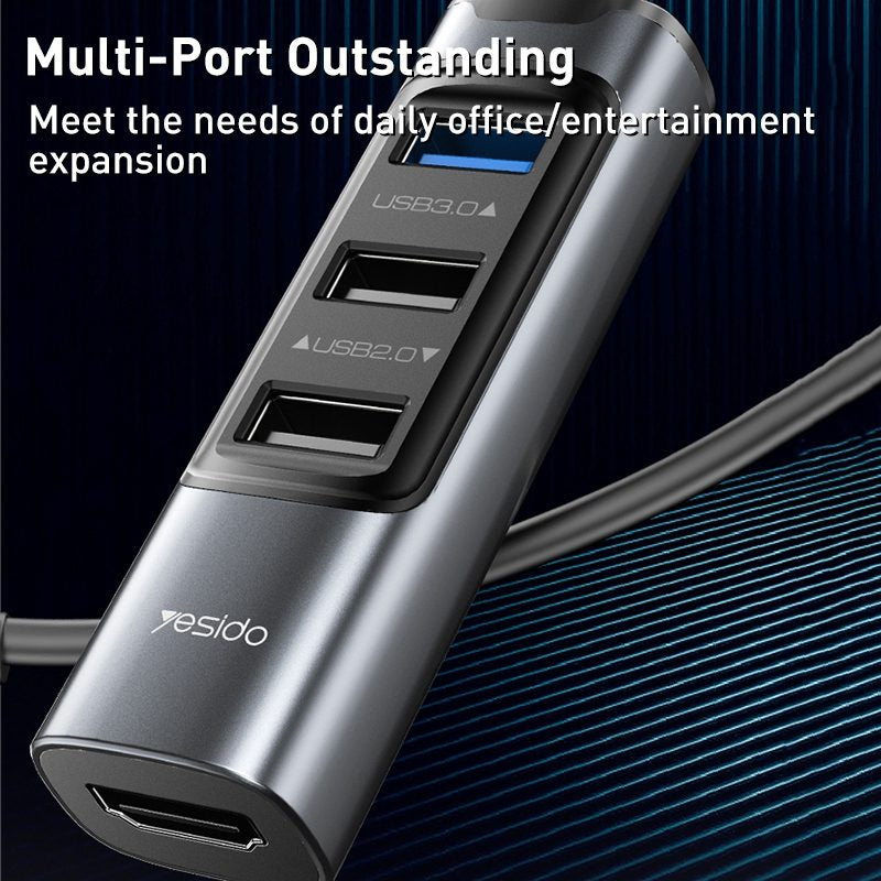 Yesido HB22 5 in 1 USB-C / Type-C Multifunction Docking Station HUB Adapter