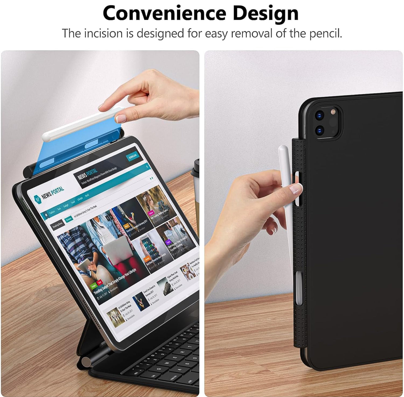 NALACAL Pencil Holder Case for Apple Pencil 2nd Generation, Compatible with Magic Keyboard, Smart Keyboard Folio Designed for Apple Pencil Holder, Other Magnetic Cases for Apple Pen (Black) - TQ STORE