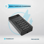 Powerology 2500W 6AC Power Strip with Built-In Retractable Cables - Black-Buy In Kuwait