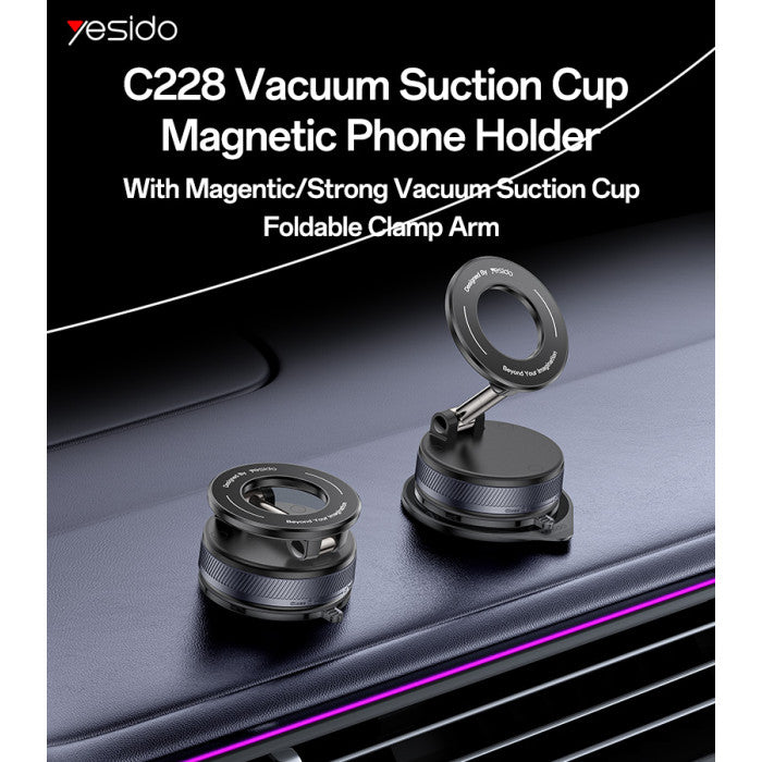 Yesido C228 Magnetic Car Phone Holder 360° Rotation – Vacuum Suction – Kuwait