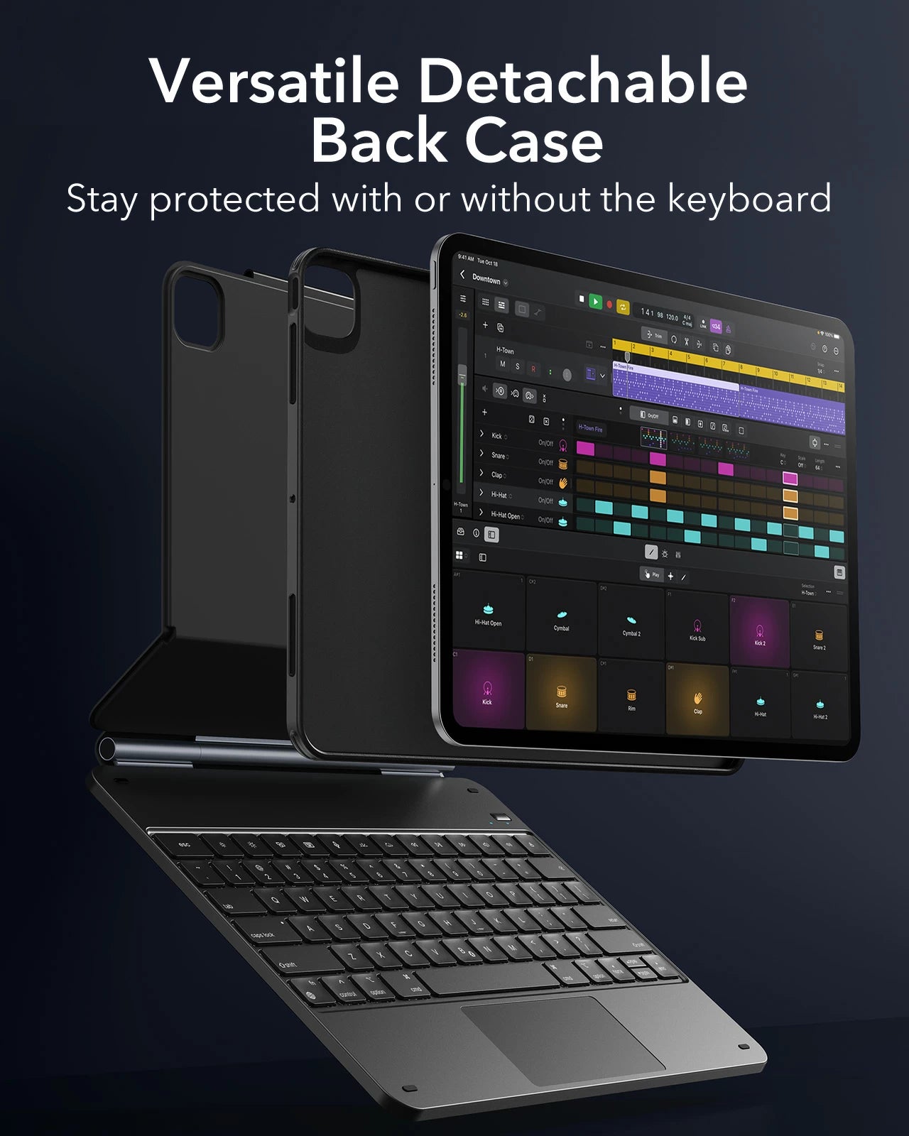 iPad Air 13 inch 2024 ESR Rebound Magnetic Keyboard Case 360 ( لوحة المفاتيح العربية الإنجليزية ) التسليم في ٦ أيام - TQ STORE