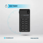 Powerology 2500W 6AC Power Strip with Built-In Retractable Cables - Black-Buy In Kuwait