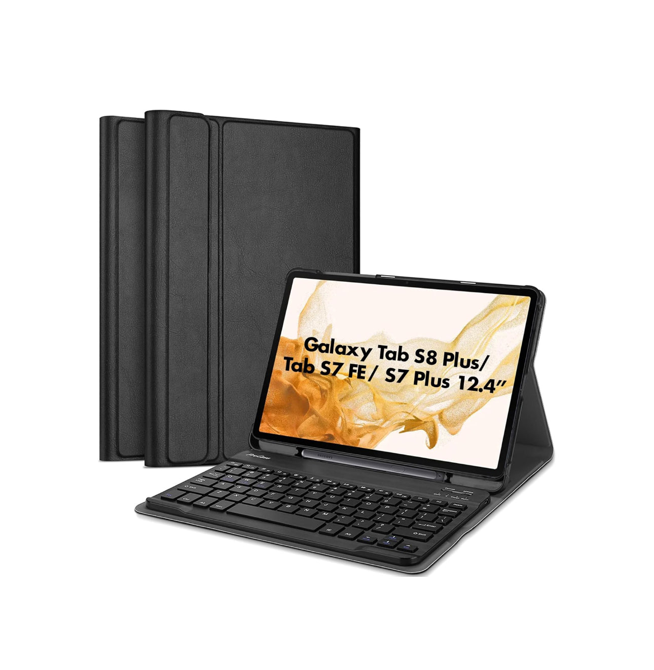 ProCase Keyboard Case for 12.4 inch Galaxy Tab S8 Plus 2022 /Tab S7 FE 2021 /Tab S7 Plus 2020 with S Pen Holder,Magnetically Detachable Wireless Keyboard for SM-X800 X806 T730 T736 T970 T975 –Black - TQ STORE