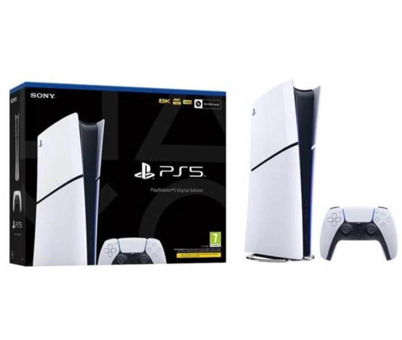 Sony PlayStation 5 Slim Digital Edition Console + Dual Sense Wireless White Controller