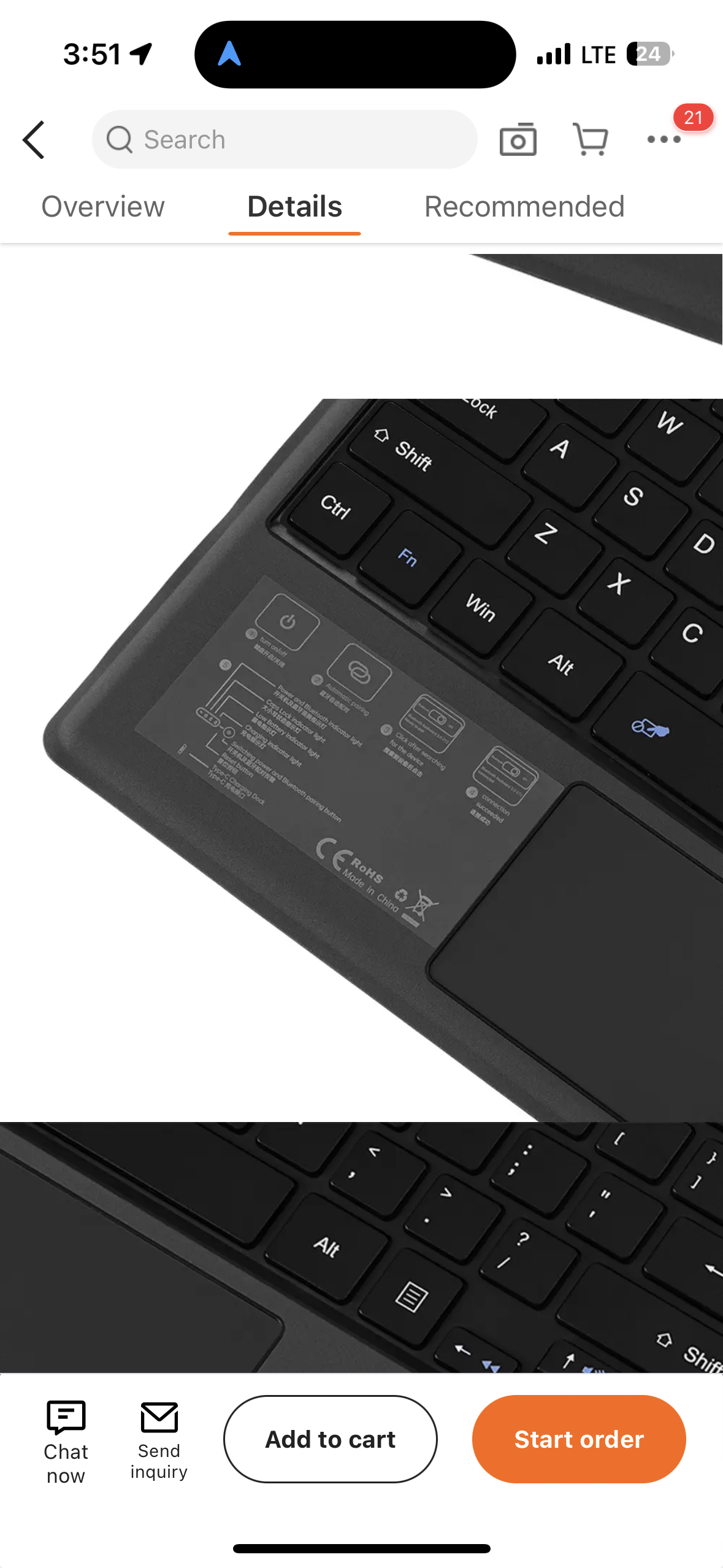 Smart Keyboard for Microsoft Surface Pro 4/5/6/7 Arabic English Keyboard ( Made in China )