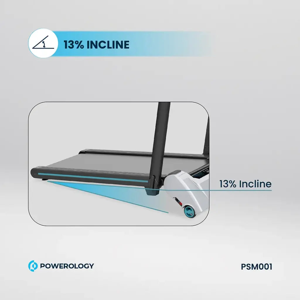 Powerology Incline Folding Treadmill - Walking and Running Modes - Black