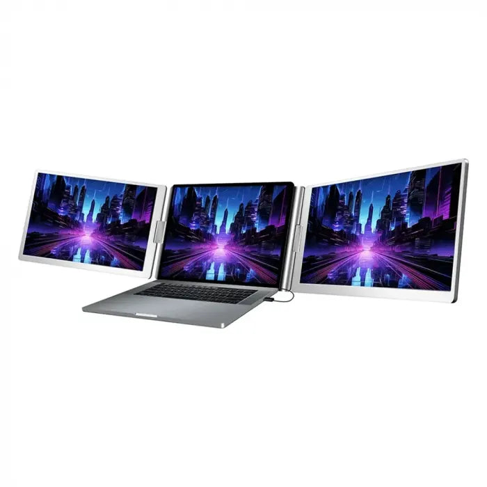 POWEROLOGY DUAL SCREEN PORTABLE MONITOR - SILVER PDSLM14