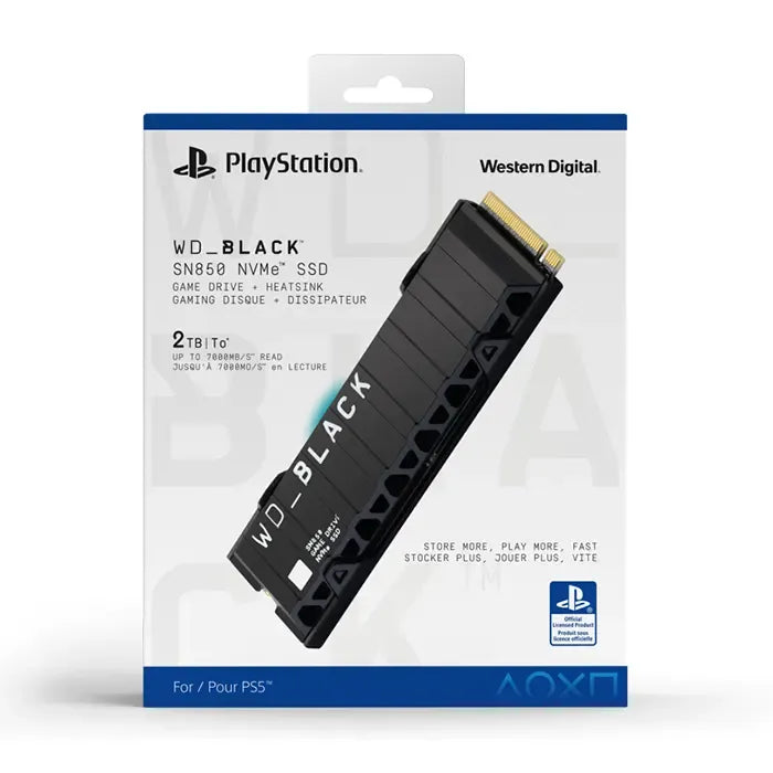 هاردسك SSD داخلي ١ تيرابايت (الجيل الرابع PCIe) دبليو دي بلاك مزود بمبرد حراري 

1TB WD BLACK™ SN850P NVMe™ SSD for PS5™ consoles with Heatsink