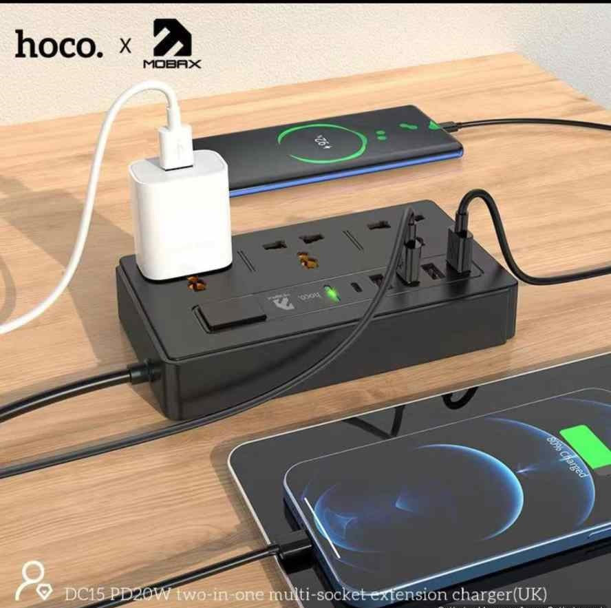 Hoco Mobax DC15 2in1 Multi Socket PD 20W Charger Extention